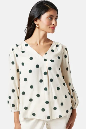 Pantaloons Printed V-Neck Puff Sleeve Top