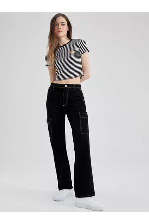 DeFacto Women Clean Look Mid Rise Straight Fit Pure Cotton Jeans