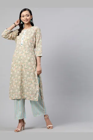 indo street Floral Printed Pure Cotton Kurta With Palazzos