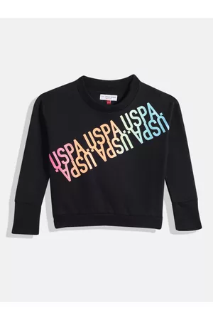 Ralph Lauren Girls Black Brand Logo Printed Sweatshirt