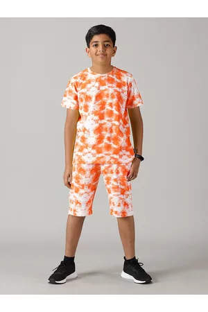 KiddoPanti Boys Tie & Dye Cotton T-shirt With Shorts Set