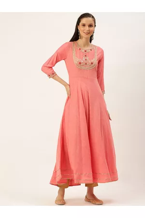 SHOWOFF Round Neck Embellished A-Line Ethnic Dress