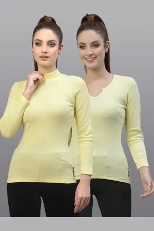 Friskers Women Pack of 2 Yellow Cotton Top