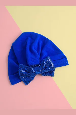 Golden Peacock Infant Girls Embroidered Bow Detail Cotton Beanie
