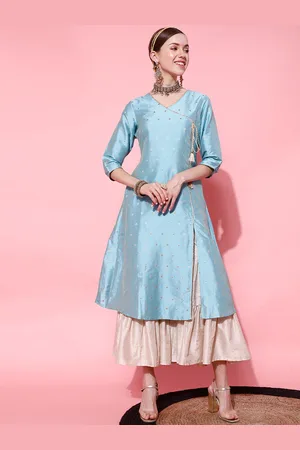 indo street Geometric Woven Design Gotta Patti Anarkali Kurta