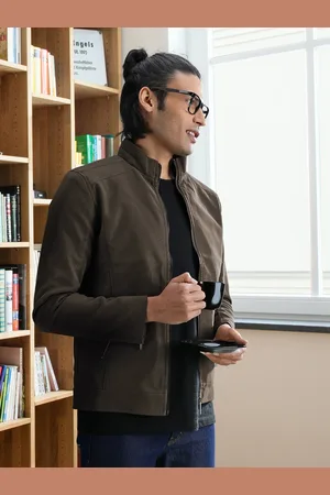 WROGN Men Brown Solid Tailored Jacket