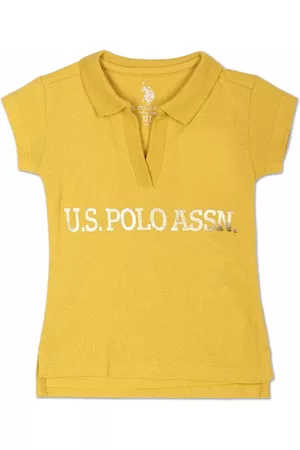 Ralph Lauren Girls Typography Printed Polo Collar Pure Cotton T-shirt