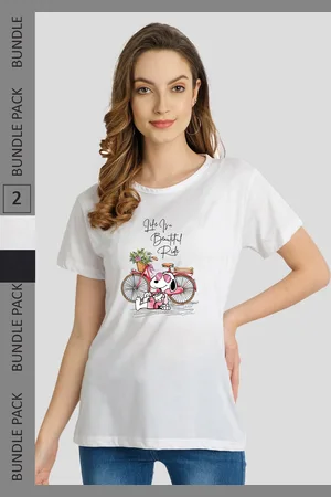 Chozi Pack Of 2 Graphic Printed Running Cotton T-shirt