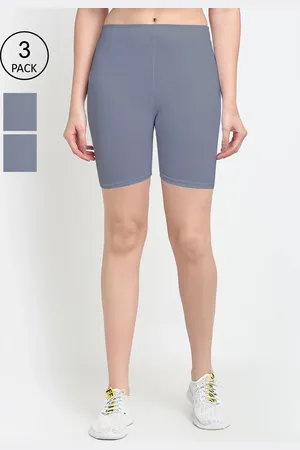 Jinfo Women Grey Cycling Shorts Pack Of 3