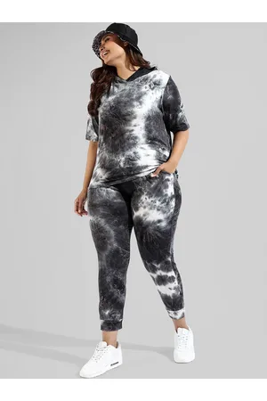 Instafab Women Plus Size Tie-Dye Printed Pure Cotton Hooded Co-Ords Set