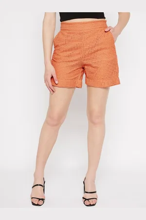 MADAME Women Self Design Mid-Rise Cotton Shorts