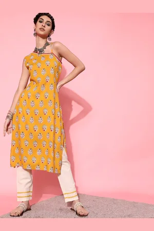 indo street Ethnic Motif Printed Sleeveless Kurta With Trousers