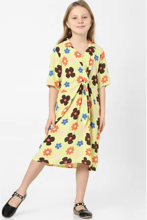 ONLY Girls Floral Printed Tie Ups Midi A-Line Dress