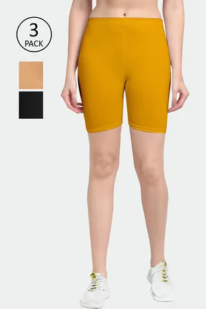 Jinfo Women Black Solid Cycling Shorts Pack Of 3