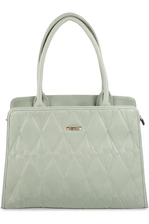 Metro Green Textured Structured Handheld Bag with Quilted