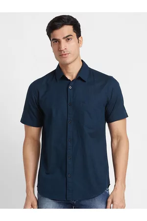 Globus Opaque Regular Fit Spread Collar Linen Shirt
