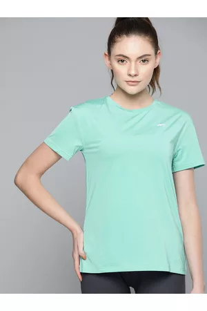 Reebok Women Sea Green TS ACTIVCHILL Athletic Solid Training T-Shirt