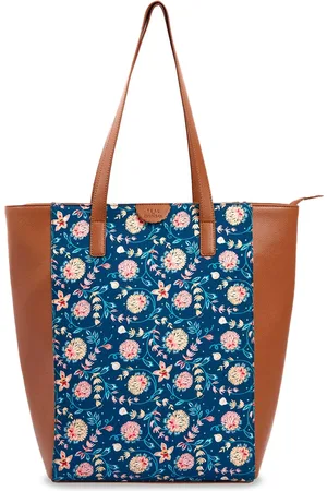 TEAL Floral Printed Tote Bag