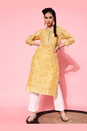 indo street Bandhani Printed Gotta Patti Pure Cotton Kurta With Trousers