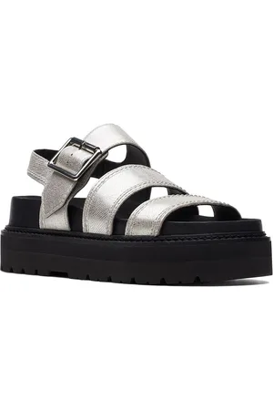 Clarks Leather Flatform Sandals with Buckles