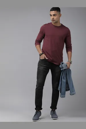 Roadster The Lifestyle Co. Men Pure Cotton Solid Long Sleeves T-shirt