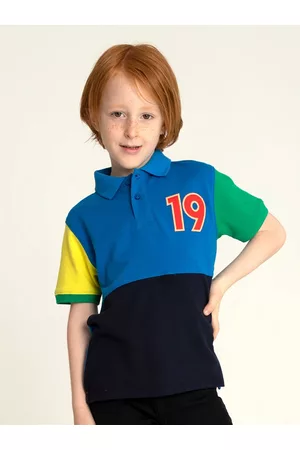 Cherry Crumble Boys Colourblocked Polo Collar T-shirt