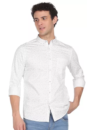 Flying Machine Patch Pocket Floral Print Satin Casual Shirt