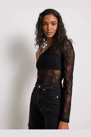NA-KD Lace Inserts One Shoulder Fitted Top