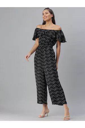 SHOWOFF Women Off-Shoulder Printed Cotton Jumpsuit