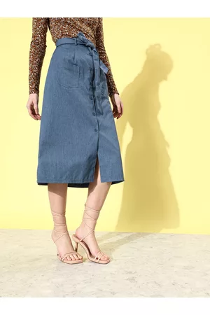 Mast & Harbour Midi A-Line Denim Skirt