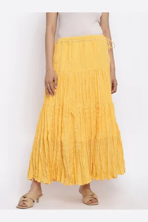 Fabindia Printed Cotton Tiered Long Skirt