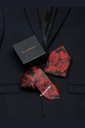 LOUIS STITCH Men Silk Necktie Accessory Gift Set