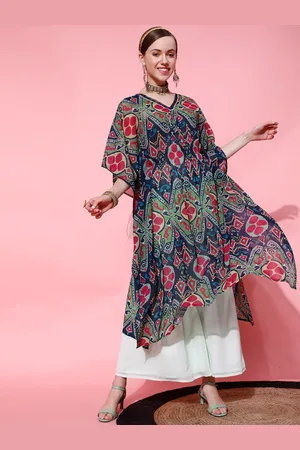 indo street Ethnic Motifs Printed V-Neck Kaftan Kurta