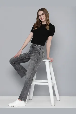 Mast & Harbour Straight Fit High-Rise Light Fade Stretchable Jeans