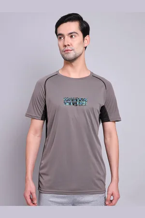 TECHNOSPORT Men Beige Colourblocked Antimicrobial Training or Gym T-shirt