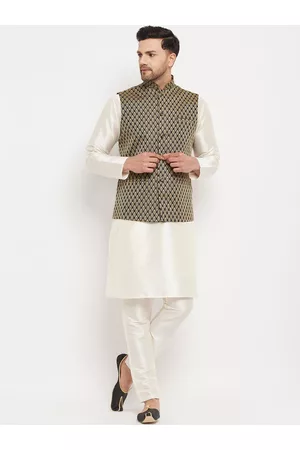 Vastramay Mandarin Collar Kurta with Pyjamas & Nehru Jacket