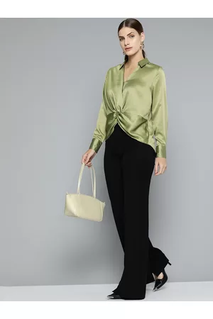 Chemistry Satin Finish Twisted Shirt Style Top