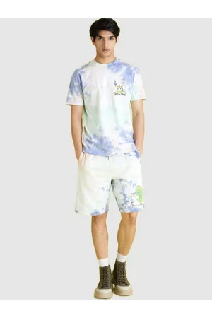 Celio Men Rick & Morty Printed Tie Dye Cotton Regular Shorts