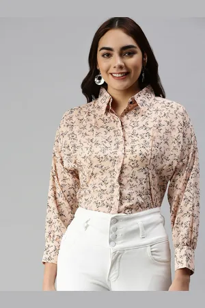 SHOWOFF Women Floral Printed Puff Sleeves Contemporary Slim Fit Casual Shirt