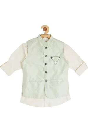 CAVIO Boys Embellished Nehru Jacket With Shirt