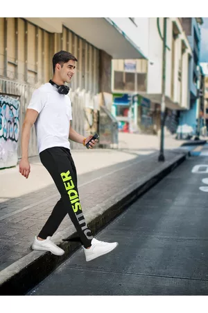 LocoMotive Men Black & Yellow Solid Slim- Fit Track Pants