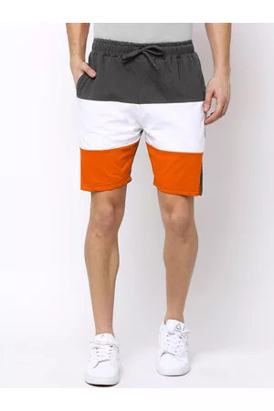 Maniac Men Grey Colourblocked Slim Fit Cotton Regular Shorts