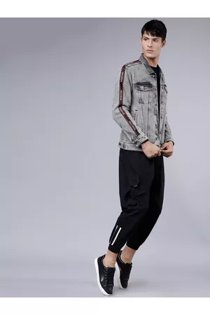 LocoMotive Men Grey Solid Denim Jacket
