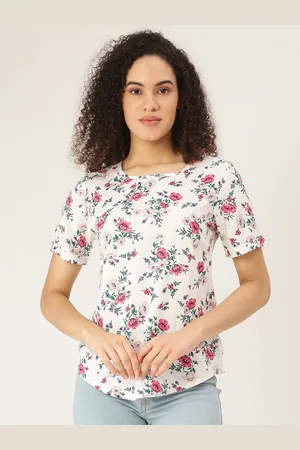 BRINN White & Pink Floral Print Top