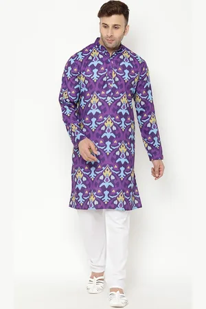 Hangup Men Purple Ethnic Motif Printed Kurta
