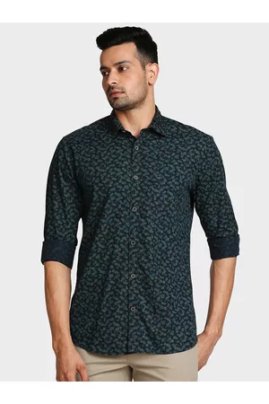 ColorPlus Men Blue Tailored Fit Floral Opaque Printed Casual Shirt