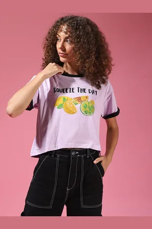 Campus Purple Print Boxy Crop Top