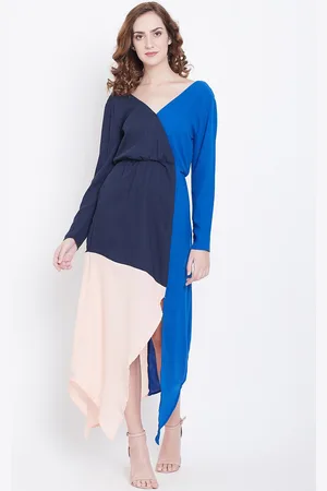 DODO & MOA Women Blue Colourblocked Maxi Dress