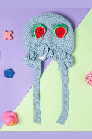Baby Moo Unisex Kids Blue & Red Wool Beanie