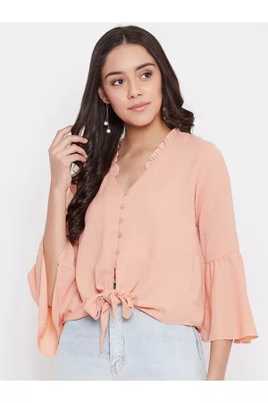 ONE OF A KIND Women Tops - Women Peach-Coloured Solid Top
